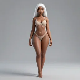 full length complex 3 d hyper realistic smooth ultra sharp render of a gorgeous light skinned african woman with white hair | art by 吵 集 仁 儿 on artstation + oh jinwook + sakimichan