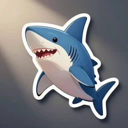 die cut sticker of cartoon friendly shark
