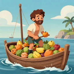 Noah filling the ship with luxury fruits during the great flood