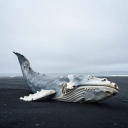 Whale skeleton stranded in a beach in Iceland, Sigma 28mm, overcast