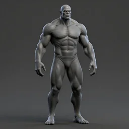 extremely muscular man, mutant, dark grey skin, full body, 3 d model, artstation