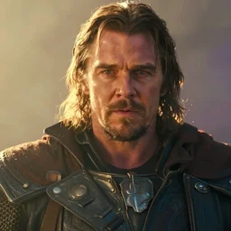 christian bale as gorr the god butcher, color grading, camcorder effect, close - up, warm color palette, colorful, technicolor, 3 d, sunlight, mist, ray tracing reflections, post - production, by weta digital, by weta fx, by wlop
