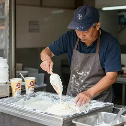 an icecream man melting