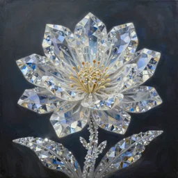 Painting of a flower made entirely of crystal. Fantasy art.