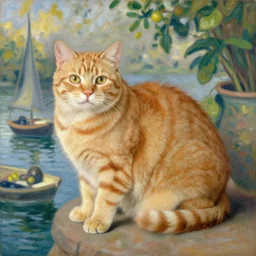 fat orange tabby cat in luncheon of the boating party by renoir