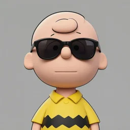 charlie brown from peanuts wearing sunglasses lowbrow, matte painting, highly detailed, in the style of robert williams