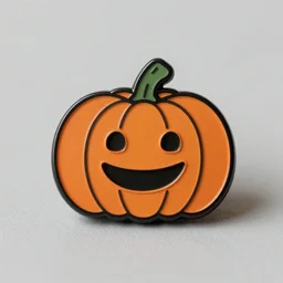 a retro minimalistic cute pumpkin emoji enamel pin, hd, concept art