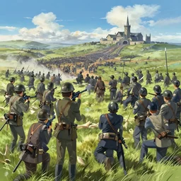 the battle of the somme, highly detailed, digital painting, concept art, sharp focus, by makoto shinkai