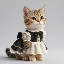 cat, an actual cat that is just a regular cat, but wearing a tiny victorian era dress, tailored for a cat, digital art, highly detailed, concept art, character design, octane render, unreal engine,