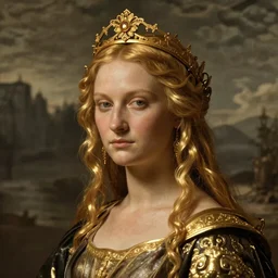 cinematic photo of golden godess portrait in the style of Alex grey and davinci