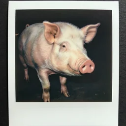 ghostly human pig chimera, megalophobia, expired film, old polaroid,