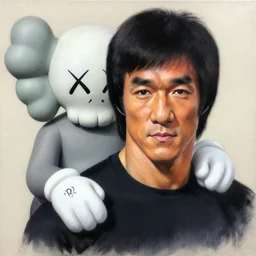 portrait of bruce lee by shusei nagaoka, kaws, david rudnick, airbrush on canvas, pastell colours, cell shaded