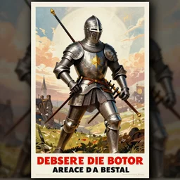 ww2 propaganda poster depicting a Medieval Knight