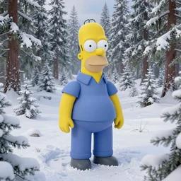 homer simpson as an eldritch being, snowy forest, 4 k resolution, octane render, unreal engine, ultradetailed, photorealistic, ultrarealism, trending on artstation, view from drone