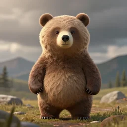 cute bear 3D render, houdini 3D, octane 3D