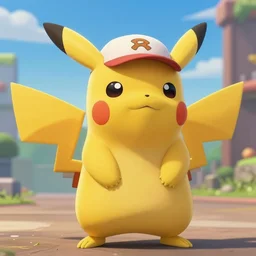 movie still of fat detective Pikachu