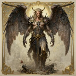 a detailed full body portrait of robert englund as vozun with wings, by greg rutkowski and justin gerard, digital art, monstrous, art nouveau, baroque style, realistic painting, very detailed, fantasy, dnd, character design, trending on artstation