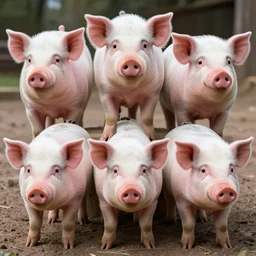 pig, photorealistic, detailed 3 x 3