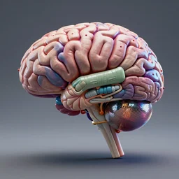 3 d model of anatomically correct human brain, unreal engine, photorealistic, octane render, colorful, disco elysium concept art