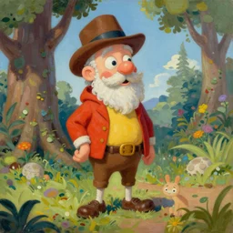a whimsical terence mckenna painting in the style of storybook realism, tex avery