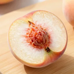a delicious ripe peach is cut open on a cutting board, inside the peach ( in situ ) is a beautiful large ( peach color ) diamond instead of a pit, 8 k, 4 k, high quality