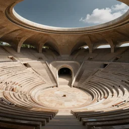 hieronymus bosch, archviz, 8 k, 3 d, hyper detailed, archviz, hyper realism, octane render, unreal engine, zbrush, dramatic lighting, concept art, zaha hadid, a beautiful massive outdoor amphitheater in the future,