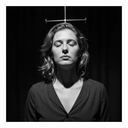 1 9 4 0 s photography of a lady being hypnotized in a show, photorealistic, black and white, dramatic lighting, 8 1 mm