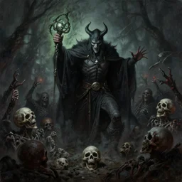 warlock summoning an army from the dead, Elmore, Larry, painting, dark, horror, aesthetic, art station,