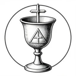 the sacred cup of understading, the graal, an alchemical art illustration, medieval manuscript illustration, occult art, alchemical diagram, sacred geometry, low contrast, etching