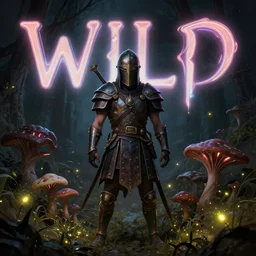 fungal gladiator illustrated by bobby chui, fireflies around, mute, neon light language, wlop, james jean, victo ngai, beautifully lit, muted colors, highly detailed, fantasy art by craig mullins, thomas kinkade