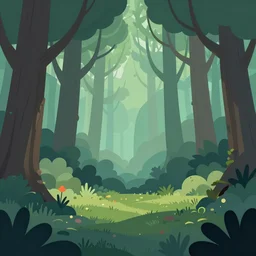 magical enchanted forest, background parallax layer, low color palette, vector art, stylised, on a white background