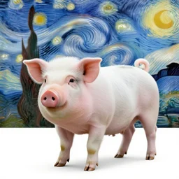pig and white shiba inu mix ， by vincent van gogh