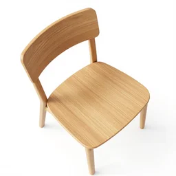 a top view of a wood chair on a white background, 3 d rendering