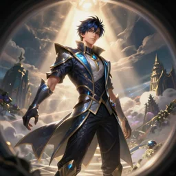 Femboy Karthus from League of Legends that is fully clothed, magical clothes, beautiful background, fish eye effect