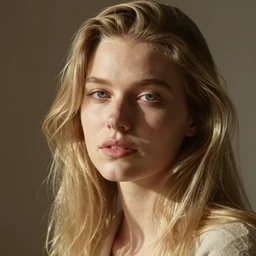 still closeup photo young blonde woman home cozy