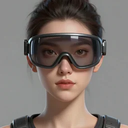 character portrait of a woman with a realistically proportioned face wearing a cyberpunk visor, realistic face details, smooth, highly detailed portrait, digital painting, concept art, cgi, 3 d animation, painted texture maps, sharp focus, illustration, in the style of studio fortiche