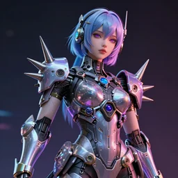 a highly detailed portrait of a kpop idol mecha lady in spiked cyberpunk bioarmor trending on artstation by yoshitake amano, holographic undertones, 3 d cg, octane rendered, highly saturated colors, futuristic, 2 k aesthetic, dramatic lighting, 4 k