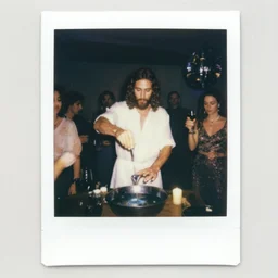 jesus turning water into wine at a disco, polaroid