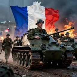the germans leaving france behind during world war ii, cinematic lighting, 8 k smooth, vibrant colors, ambient occlusion, hdr, complex, highly atmospheric lighting, highly detailed, photorealism, alex grey, greg rutkowski, focus, cinematic, concept art, artstation, trending