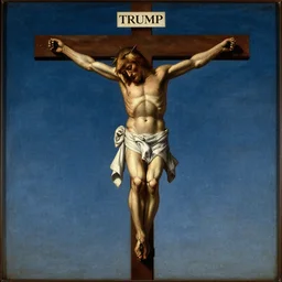 donald trump crucifixion by michellangelo, renaissance painting, figurative, realistic oil painting, holy, n - 4 - w 1 0 2 4