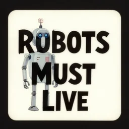a title card for a 1920 silent movie called Robots Must Live