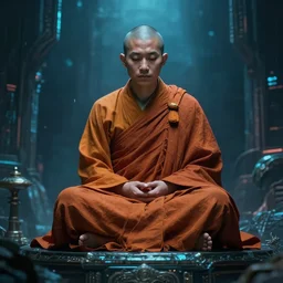 Buddhist Monk, cyberpunk, sci-fi fantasy 3