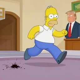 Homer Simpson accidentally runs over Donald Trump, episode still
