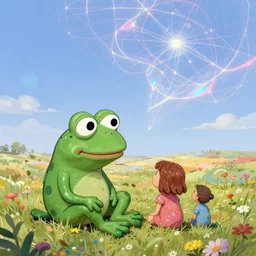 resolution happiness of pepe love and life made in abyss read dead redemption 2 ivory dream like storybooks pepe the frog happy among family in a field sitting the value of love a clear prismatic sky, edge of nothingness love, warm ,Luminism, prismatic , fractals , pepe the frog , art in the style of Akihito Tsukushi and and Arnold Lobel , claymation