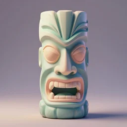 a detailed octane render of a tiki head, volumetric lighting, 3 quarter view, ray tracing, dramatic lighting, unreal engine 5, global illumination, feng zhu, physical based render. creative design, balanced and aesthetically pleasing pastel colors.