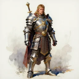a oil / watercolor painting full body character portrait of a paladin / barbarian in the style of moebius in the style of leonard boyarsky trending on artstation deviantart pinterest detailed photorealistic highlights and shadow hd 8 k post - processing high resolution