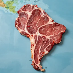 a map of the Argentine republic made of meat