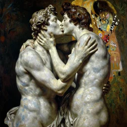 highly detailed oil painting | very intricate | cinematic lighting | award - winning | the kiss sculpture by auguste rodin!!!!!! | by roberto ferri, by tom bagshaw, by j. c. leyendecker and klimt, american romanticism, by thomas kinkade artstation, cgsociety, official art, octane