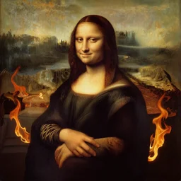 the world burning on fire, painting by leonardo davinci,