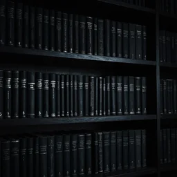 Undeveloped image by Nirav Patel midnight crypt with black bookshelves. Darkness collection.